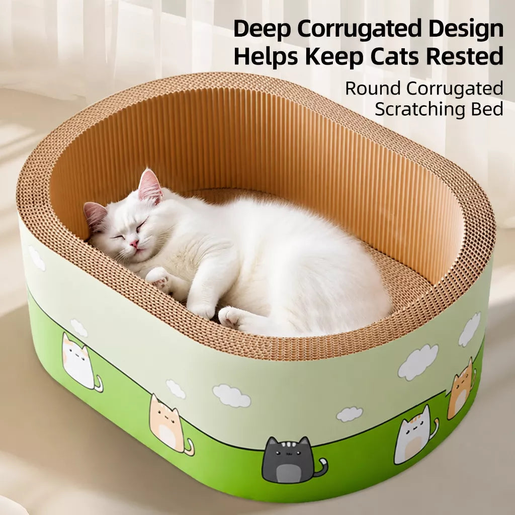 Oval Corrugated Cardboard Cat Scratcher Bed