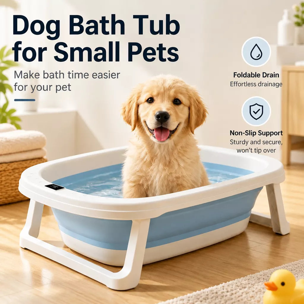 Pet Bath Tub with Drain for Small to Medium Dogs & Cats