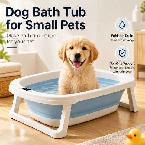 Pet Bath Tub with Drain for Small to Medium Dogs & Cats