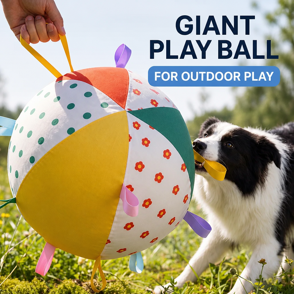 Oversized Interactive Dog Ball for Fetch and Tug-of-War