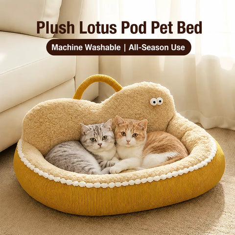 Washable Semi-Enclosed Pet Bed for Cats and Small Dogs