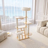 Rubberwood Cat Tree with Hideaway Bed for Multiple Cats
