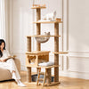 Solid Wood Cat Tree with Perches, Resting Areas & Scratching Feature