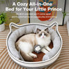 Linen-Look Cat Bed with Integrated Scratching Pad