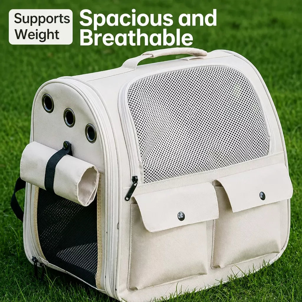 Breathable Cat Carrier Backpack with Roll-Up Shade