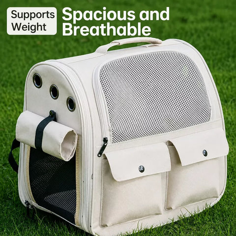 Breathable Cat Carrier Backpack with Roll-Up Shade
