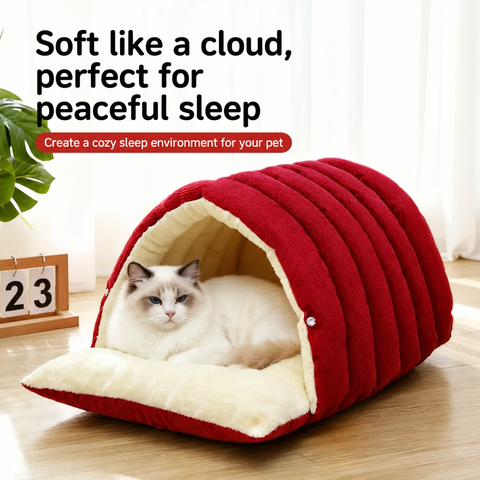 Semi-Enclosed EPE Foam Pet Bed for Cats & Dogs
