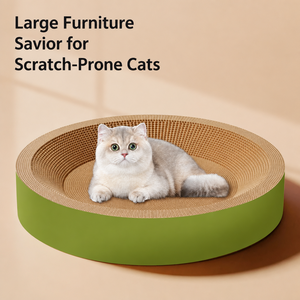 Corrugated Cardboard Cat Scratcher with Built-In Lounge