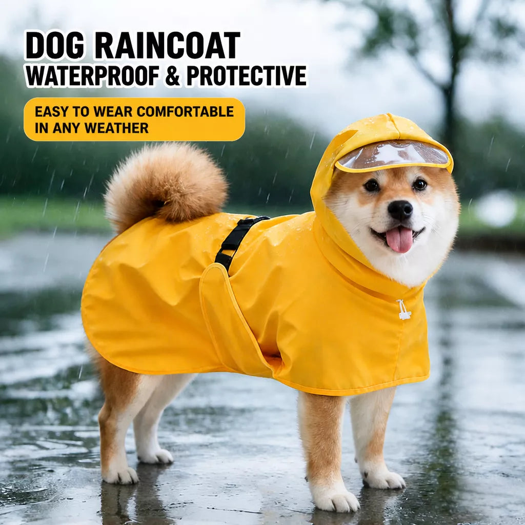 Waterproof Full-Coverage Dog Rain Poncho for Rainy Walks