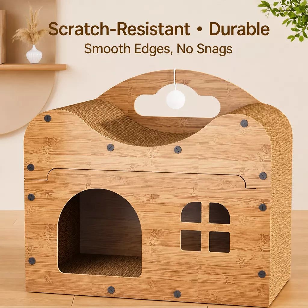Spacious Corrugated Cardboard Cat Scratcher House