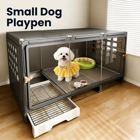 Small Dog Crate with Separate Resting and Toilet Area