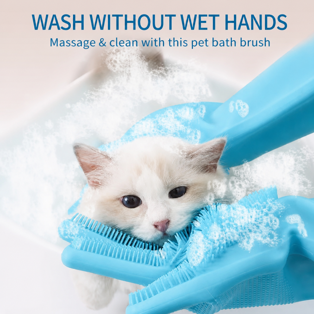 Pet Bathing Gloves for Cats and Dogs
