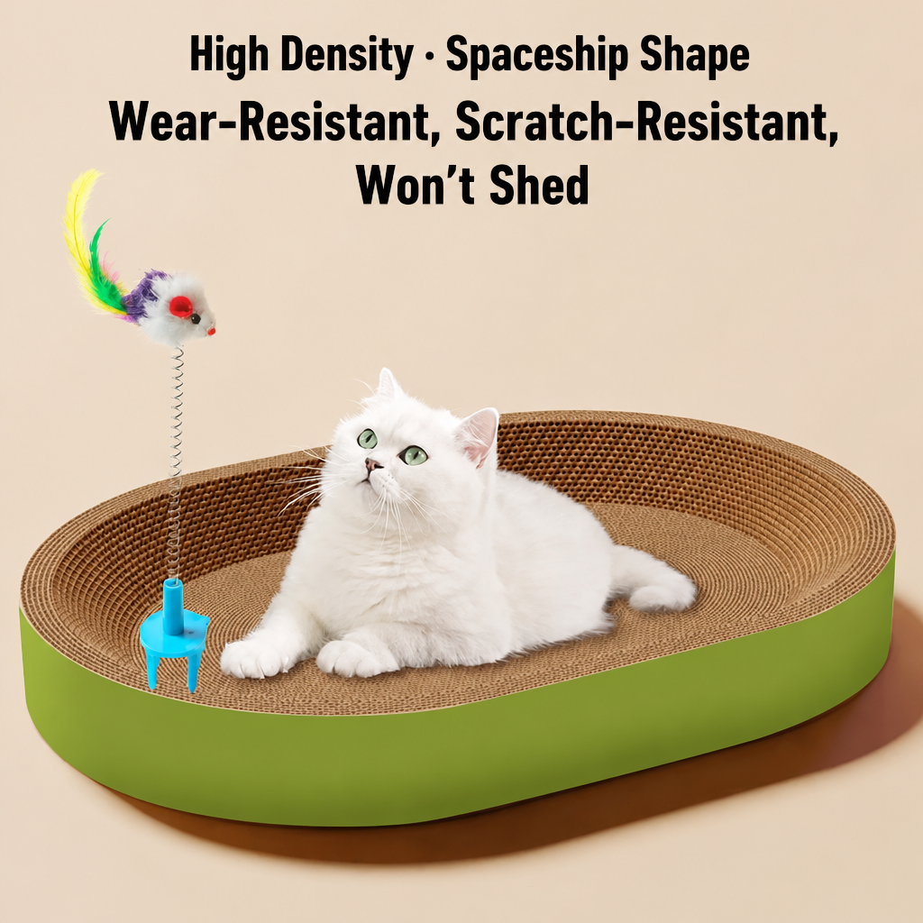 Corrugated Cardboard Cat Scratcher with Built-In Lounge