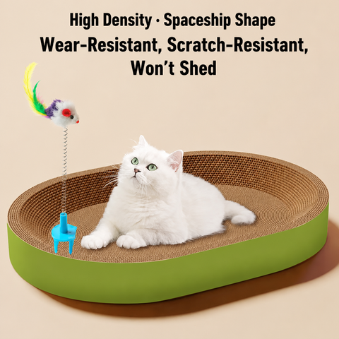 Corrugated Cardboard Cat Scratcher with Built-In Lounge