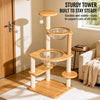 Wooden Cat Tree with Hideaway and Scratching Post
