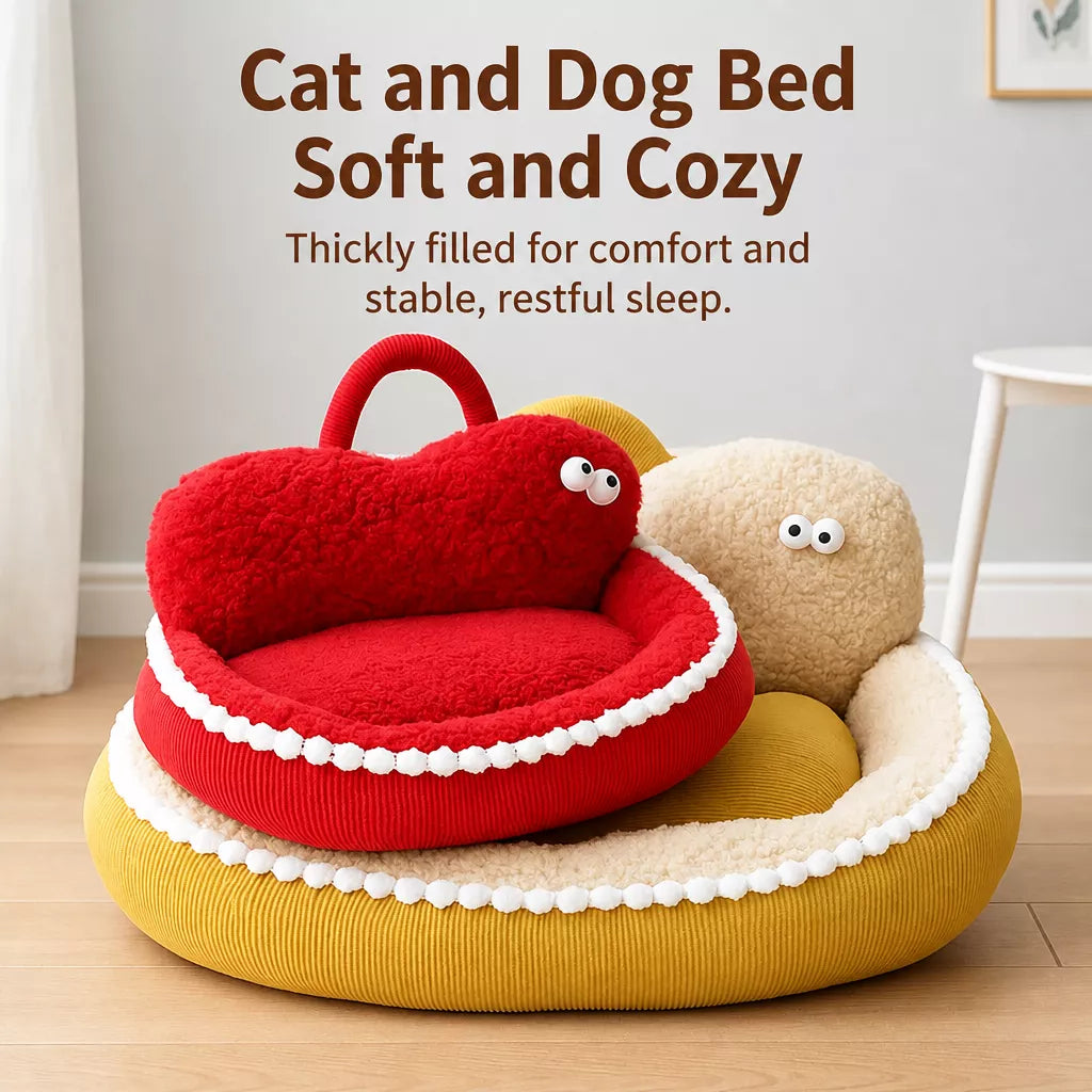 Washable Semi-Enclosed Pet Bed for Cats and Small Dogs