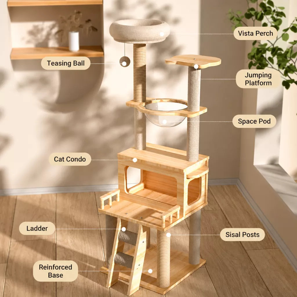 Multi-Level Cat Tree with Space Pod Cat House