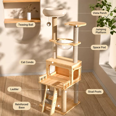 Multi-Level Cat Tree with Space Pod Cat House