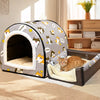 Semi-Enclosed Waterproof Pet Bed with Washable Cover