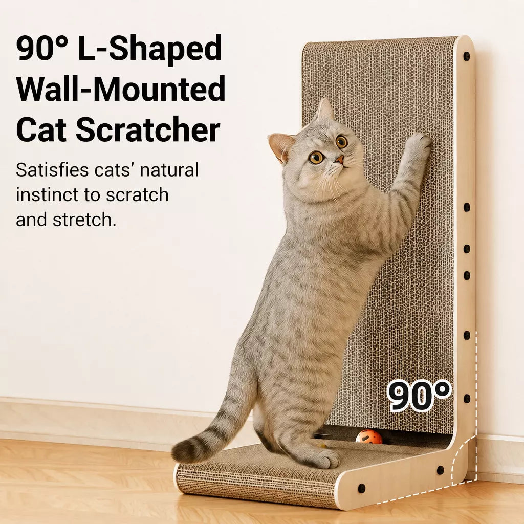 L-Shaped Corrugated Cardboard Cat Scratcher