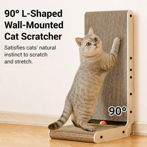 L-Shaped Corrugated Cardboard Cat Scratcher