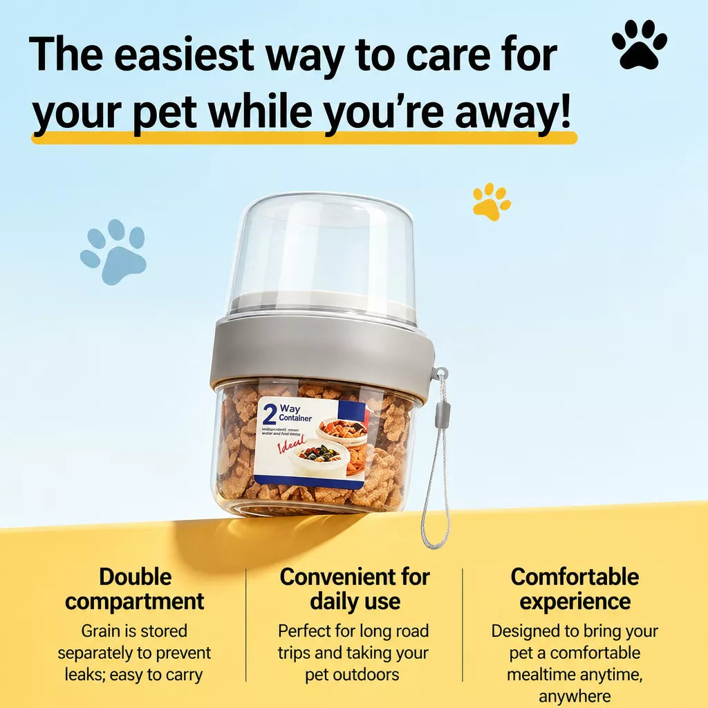 2-in-1 Portable Dog Water Bottle & Treat Container