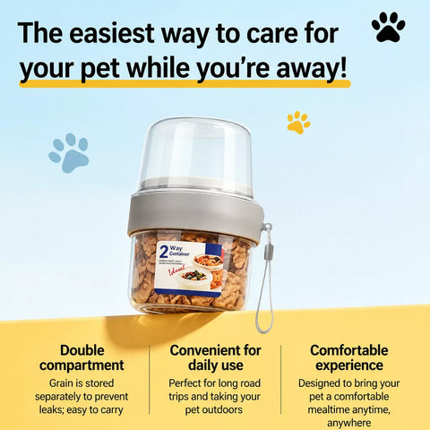 2-in-1 Portable Dog Water Bottle & Treat Container
