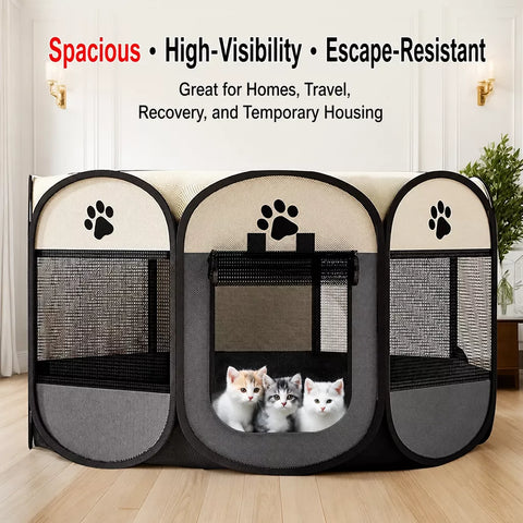 Foldable Enclosed Patchwork Pet Bed for Cats & Dogs