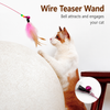 Steel Wire Cat Teaser Wand with Bell and Feather