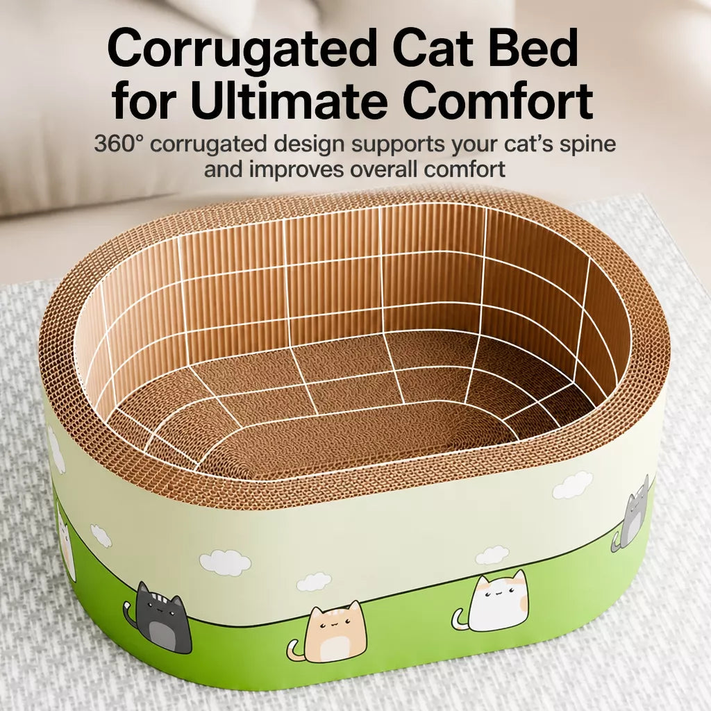 Oval Corrugated Cardboard Cat Scratcher Bed