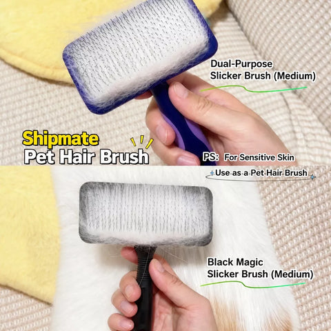 Dog & Cat Grooming Pin Brush for Loose Fur & Tangles