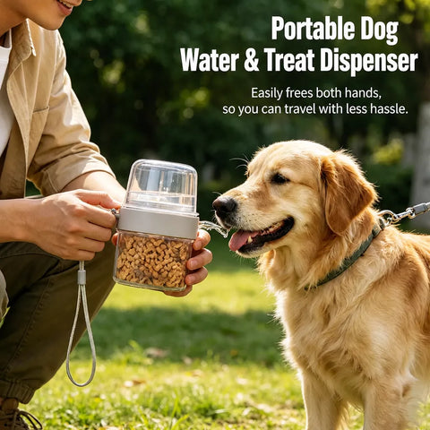 2-in-1 Portable Dog Water Bottle & Treat Container