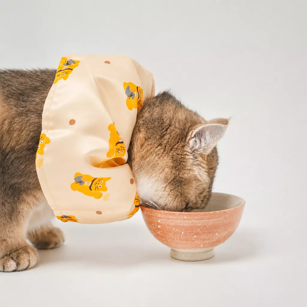 Adjustable Nylon Pet Cone with Lucky Cat Print