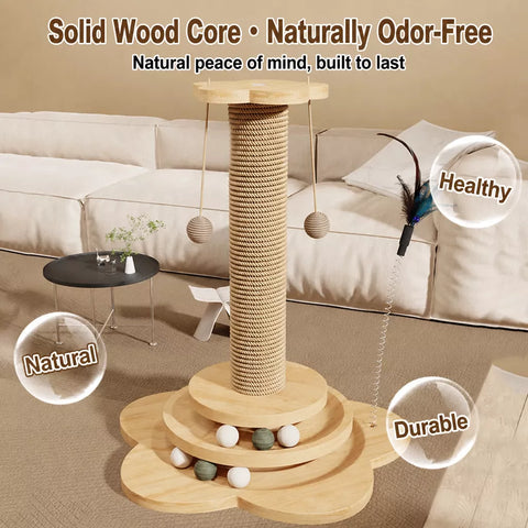 Vertical Sisal Cat Scratching Post with Climbing Tower