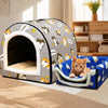 Semi-Enclosed Waterproof Pet Bed with Washable Cover