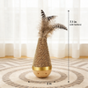 Linen Tumbler Toy for Cats and Dogs with Feather Pieces and Solid Wood Base