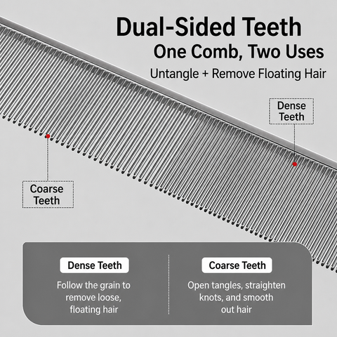 Stainless Steel Dual-Tooth Grooming Comb for Cats & Dogs