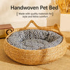 Handwoven Rattan Cat Bed for Cats & Small Dogs
