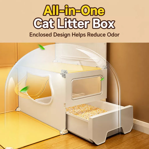 Indoor Multi-Level Cat Condo with Integrated Litter Box Area