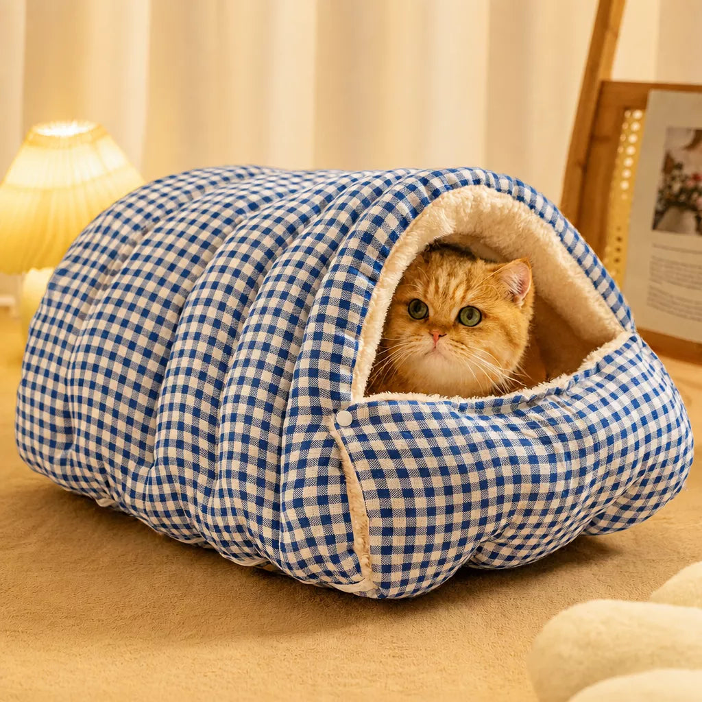 Washable Semi-Enclosed Polyester Cat & Small Dog Bed