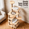 Solid Wood Cat Tree with Perches, Resting Areas & Scratching Feature