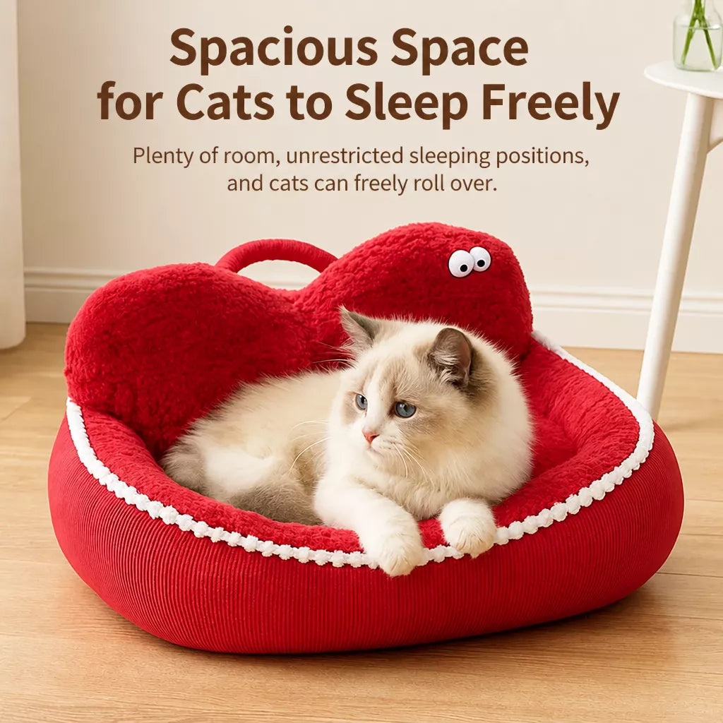 Washable Semi-Enclosed Pet Bed for Cats and Small Dogs