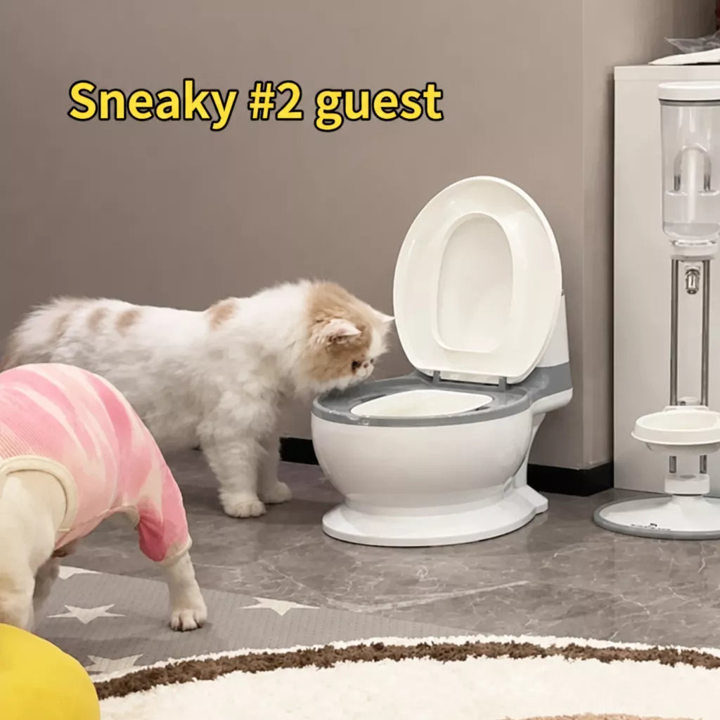 Toilet-Shaped Cat Water Bowl with Wide Opening