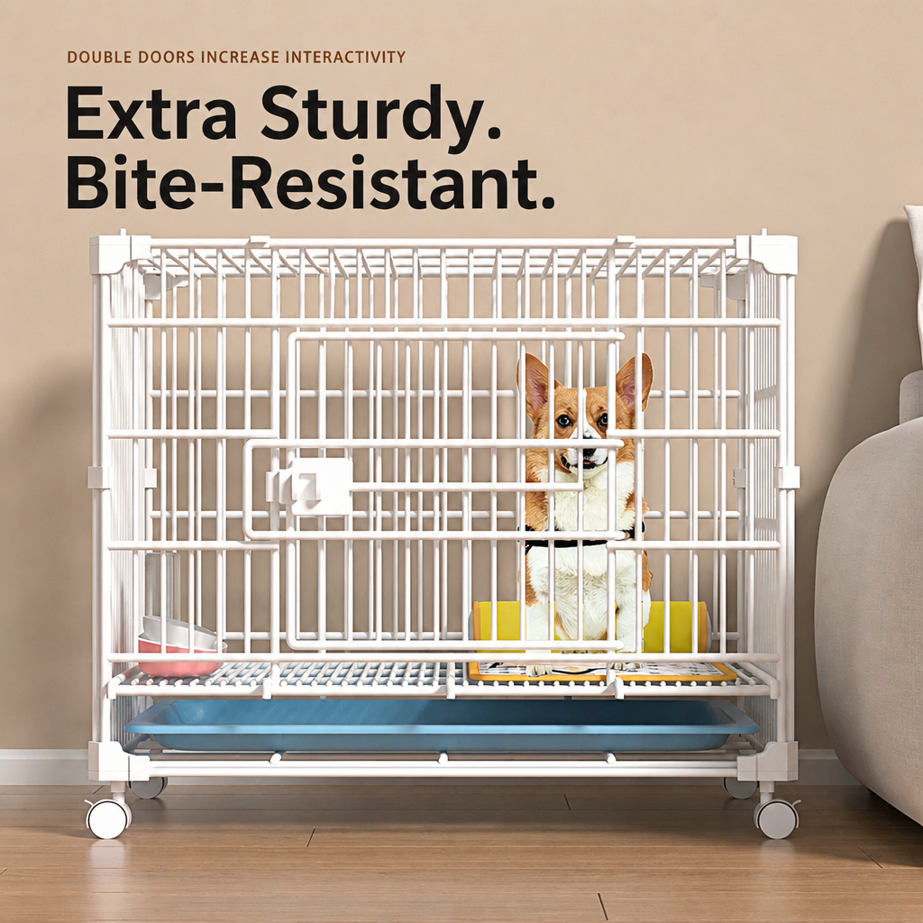 Stackable Resin Pet Crate with Integrated Tray
