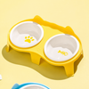 Ceramic Double Cat Bowls with Stand