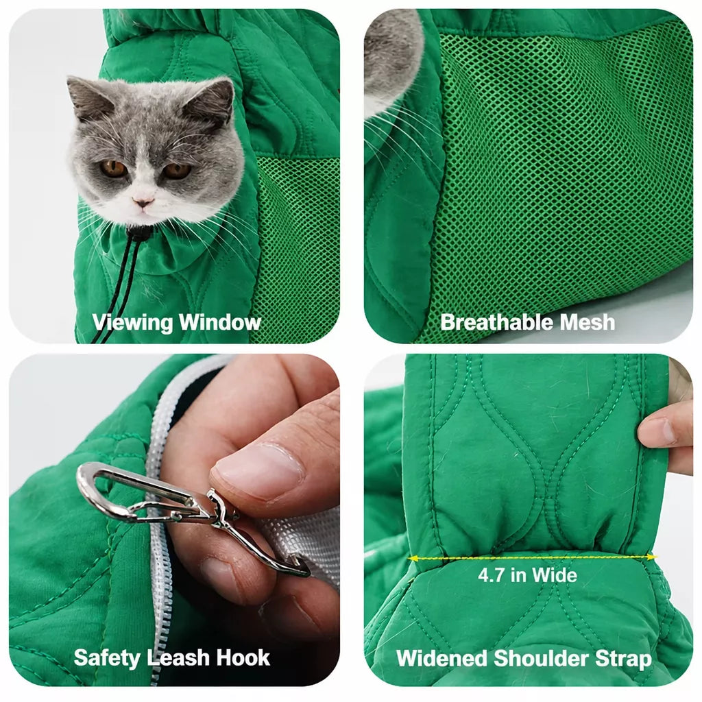 Portable Mesh Pet Carrier with Shoulder and Crossbody Straps