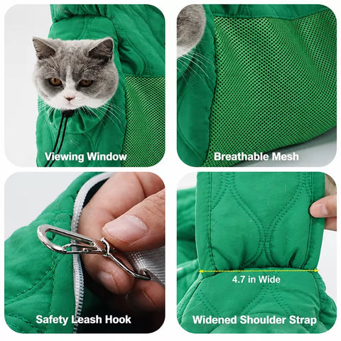 Portable Mesh Pet Carrier with Shoulder and Crossbody Straps