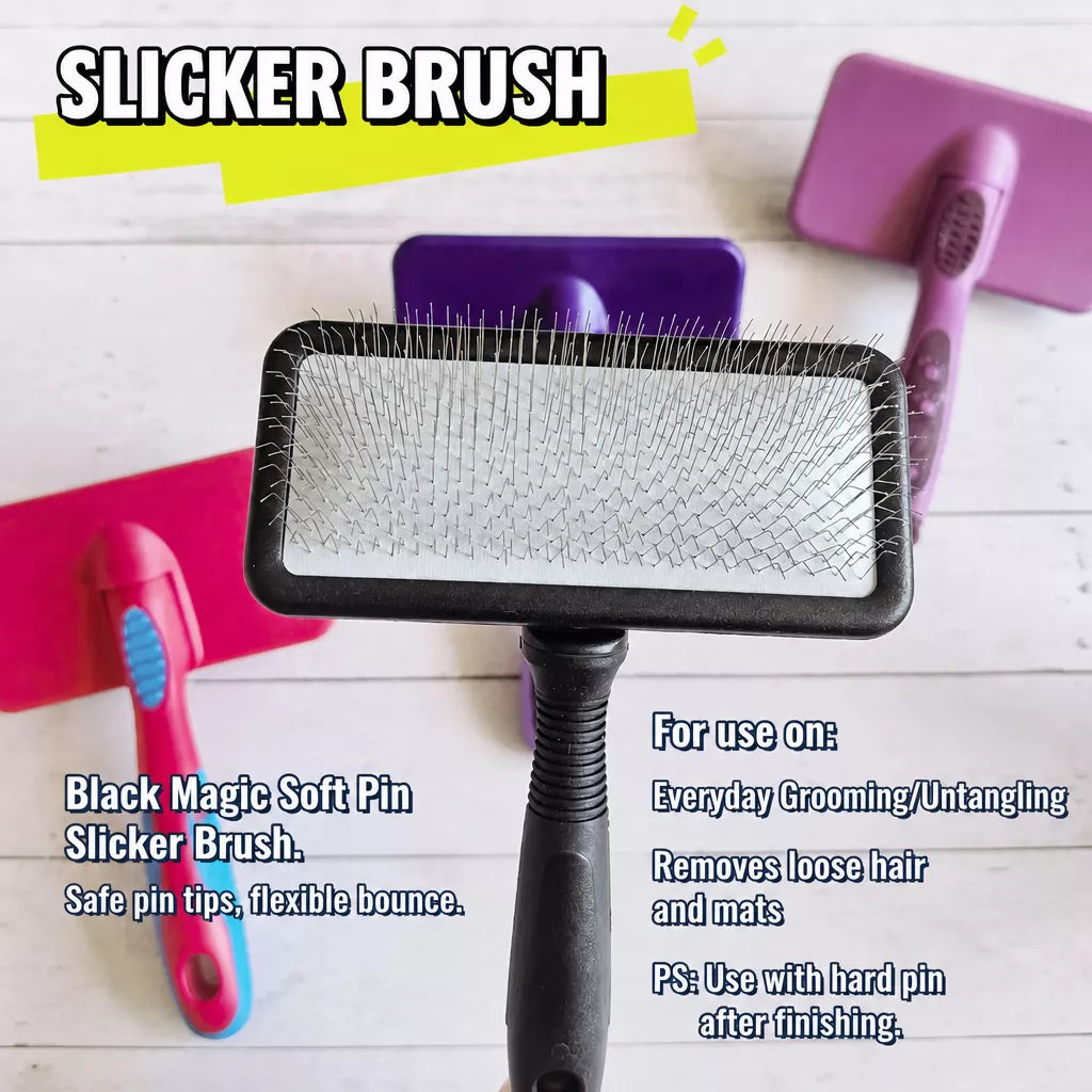 Dog & Cat Grooming Pin Brush for Loose Fur & Tangles