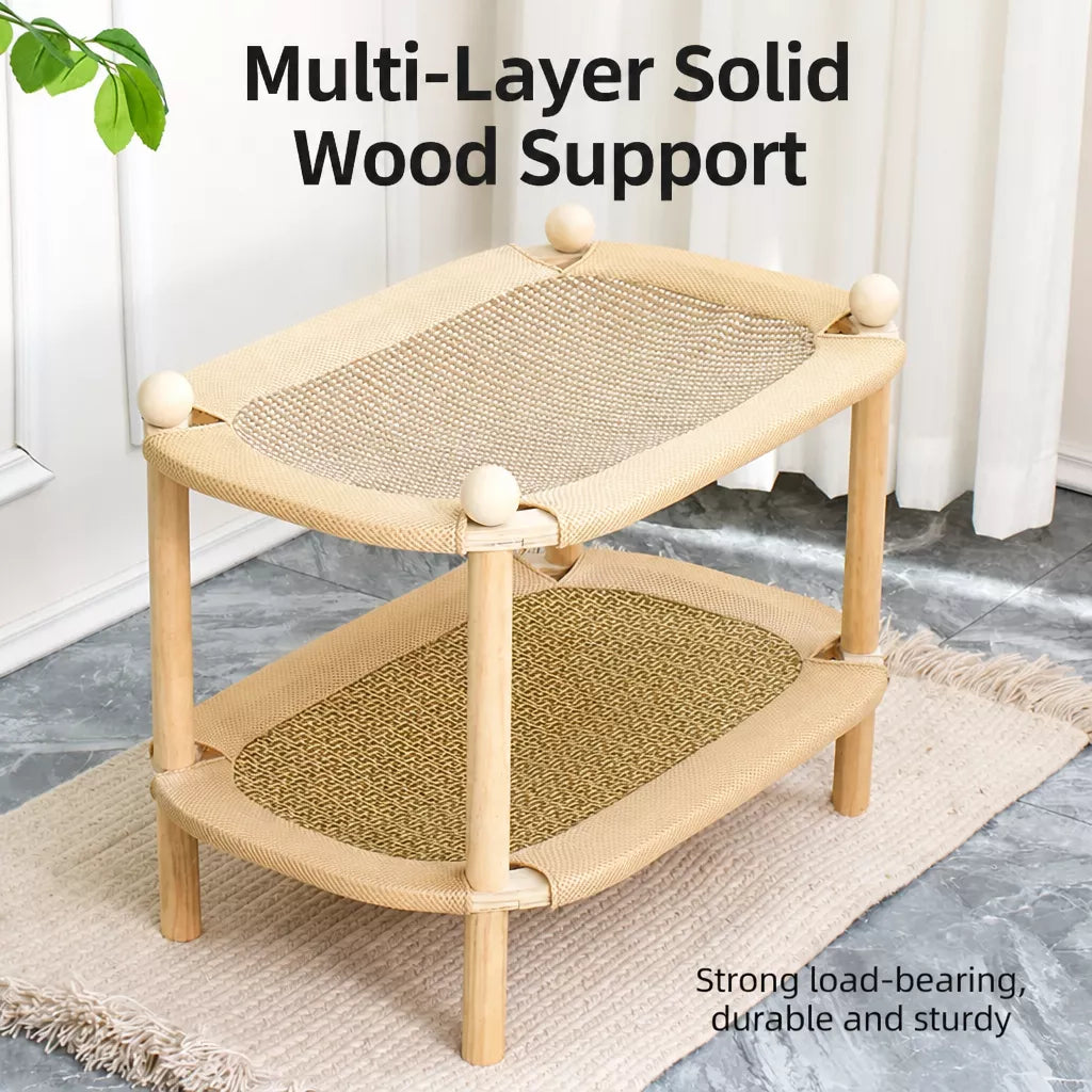 Two-Tier Wooden Cat Bed
