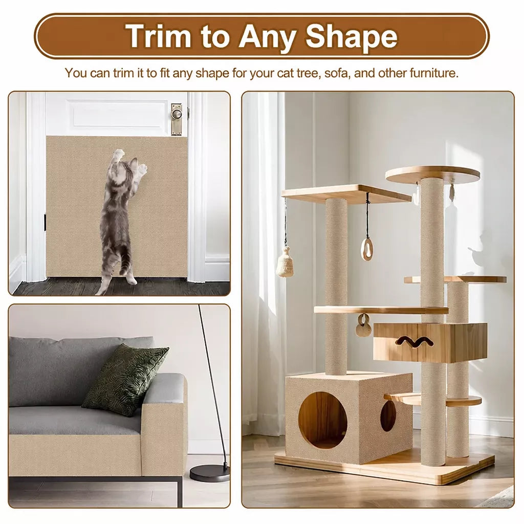 Cat Scratching Mat for Wall or Floor Placement with Hook-and-Loop Fastening